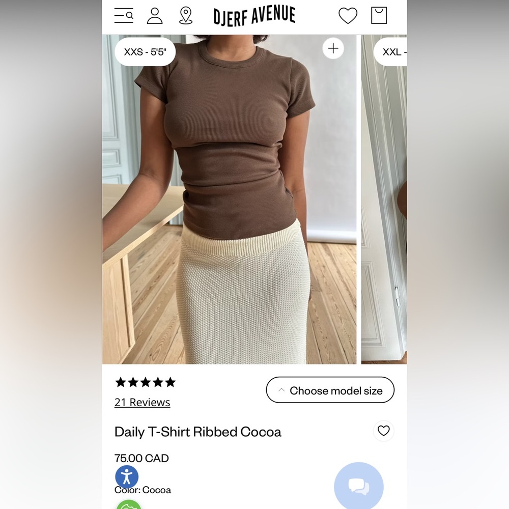Djerf Avenue Daily T-Shirt Ribbed Cocoa